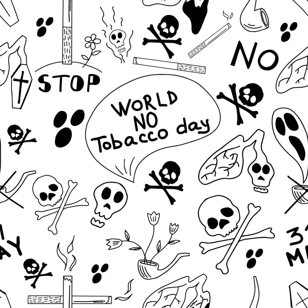 día mundial sin tabaco de patrones sin fisuras. ilustración vectorial aislado sobre fondo blanco. vector