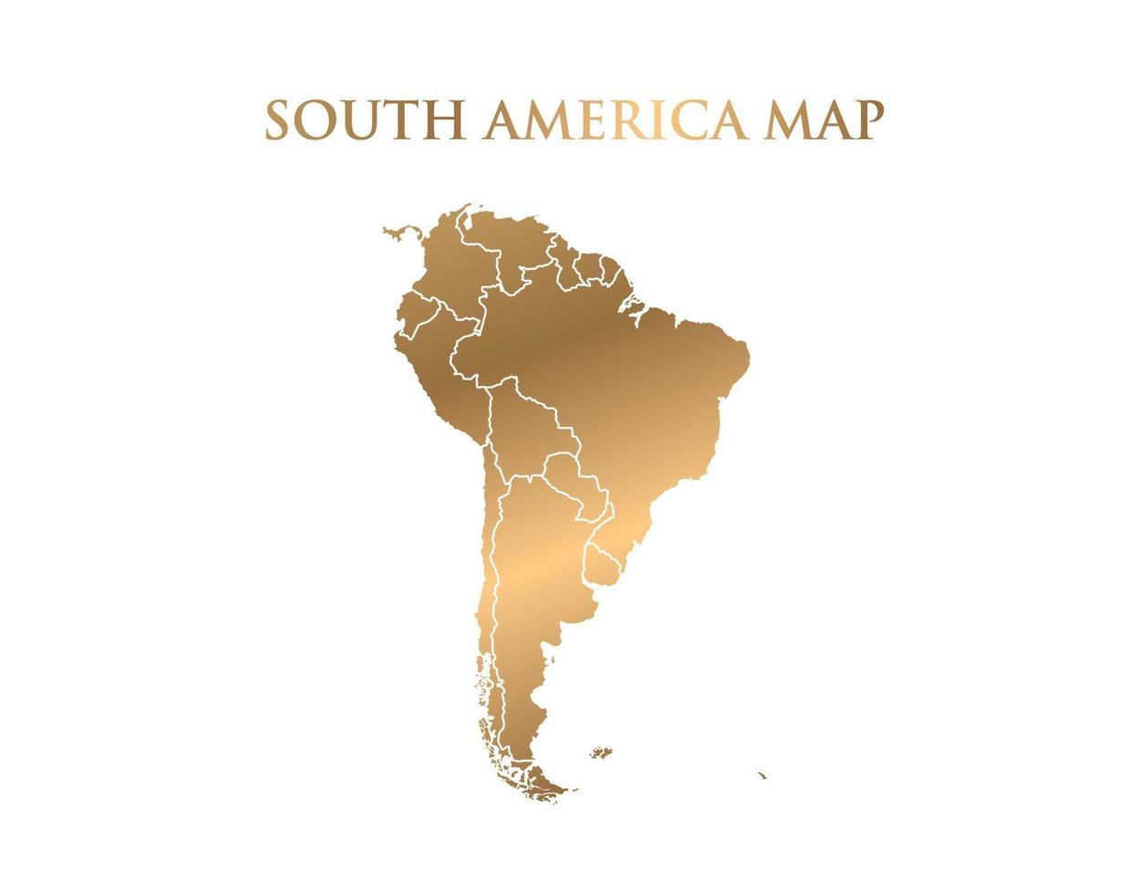 mapa de oro de américa del sur alto detallado sobre fondo blanco. Ilustración de vector de diseño abstracto