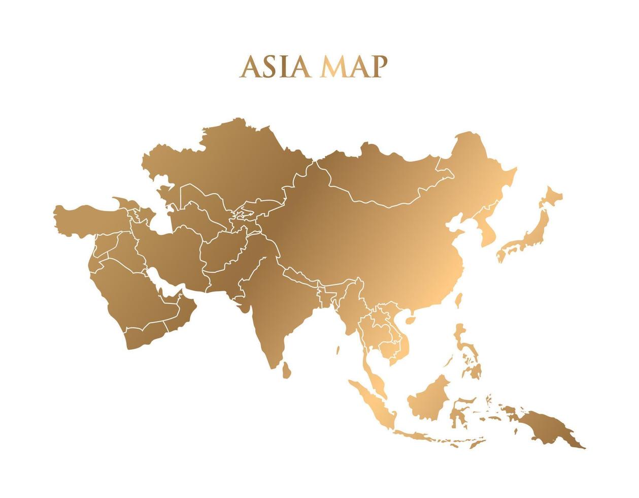 mapa de asia de oro alto detallado sobre fondo blanco. Ilustración de vector de diseño abstracto