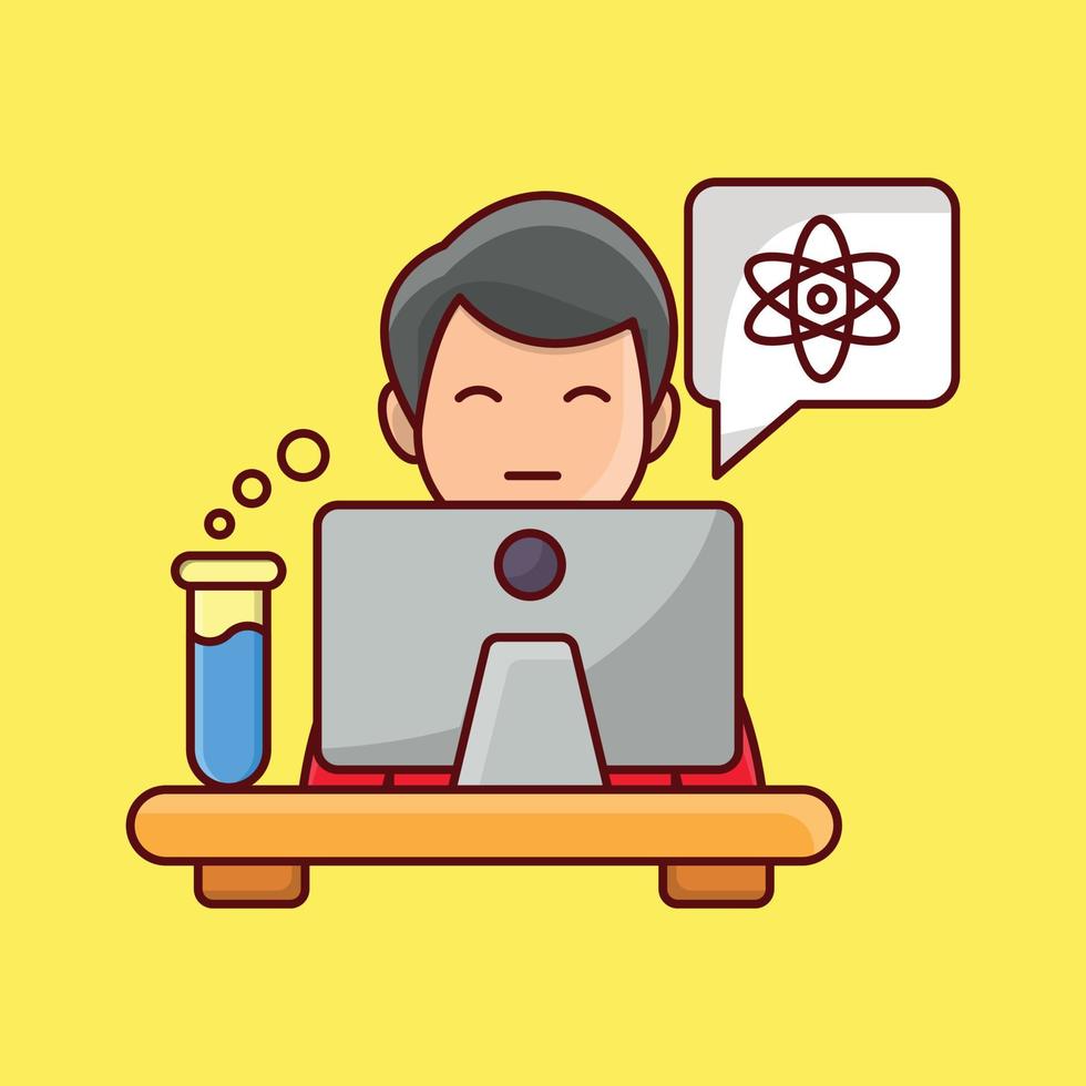 ilustración de vector de estudio de ciencia de estudiante en un fondo. símbolos de calidad premium. iconos vectoriales para concepto y diseño gráfico.