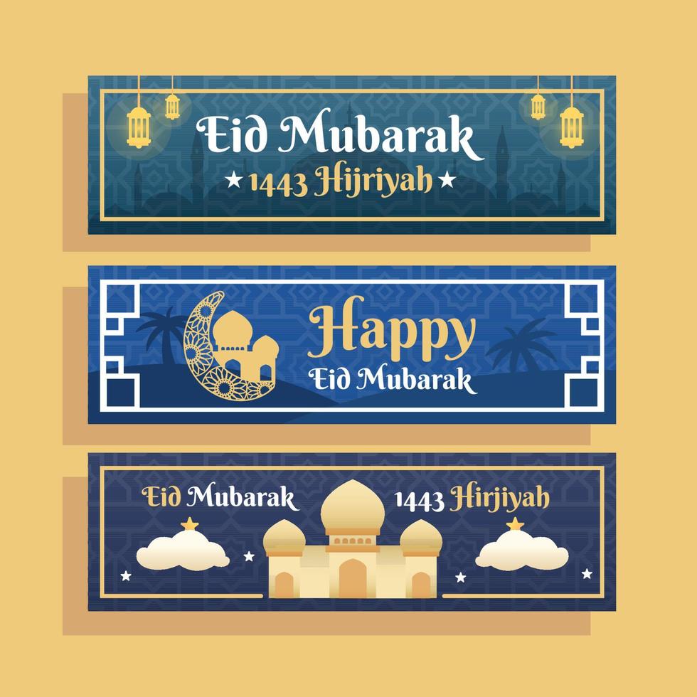 Eid Mubarak Banner Vector Set