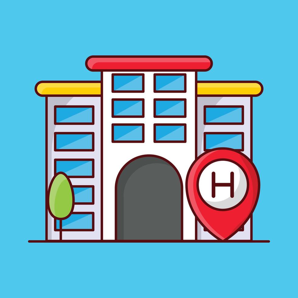 ilustración de vector de ubicación de hotel en un fondo. símbolos de calidad premium. iconos vectoriales para concepto y diseño gráfico.