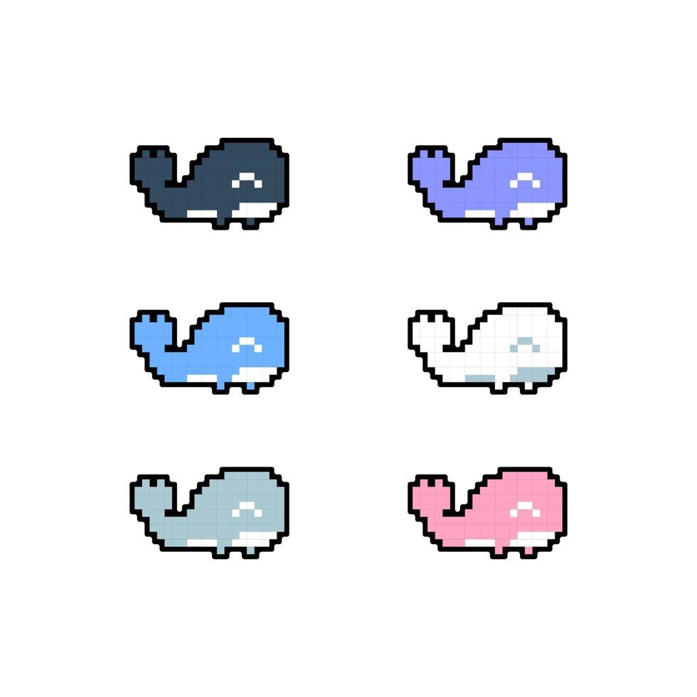 whale vector pixel art style
