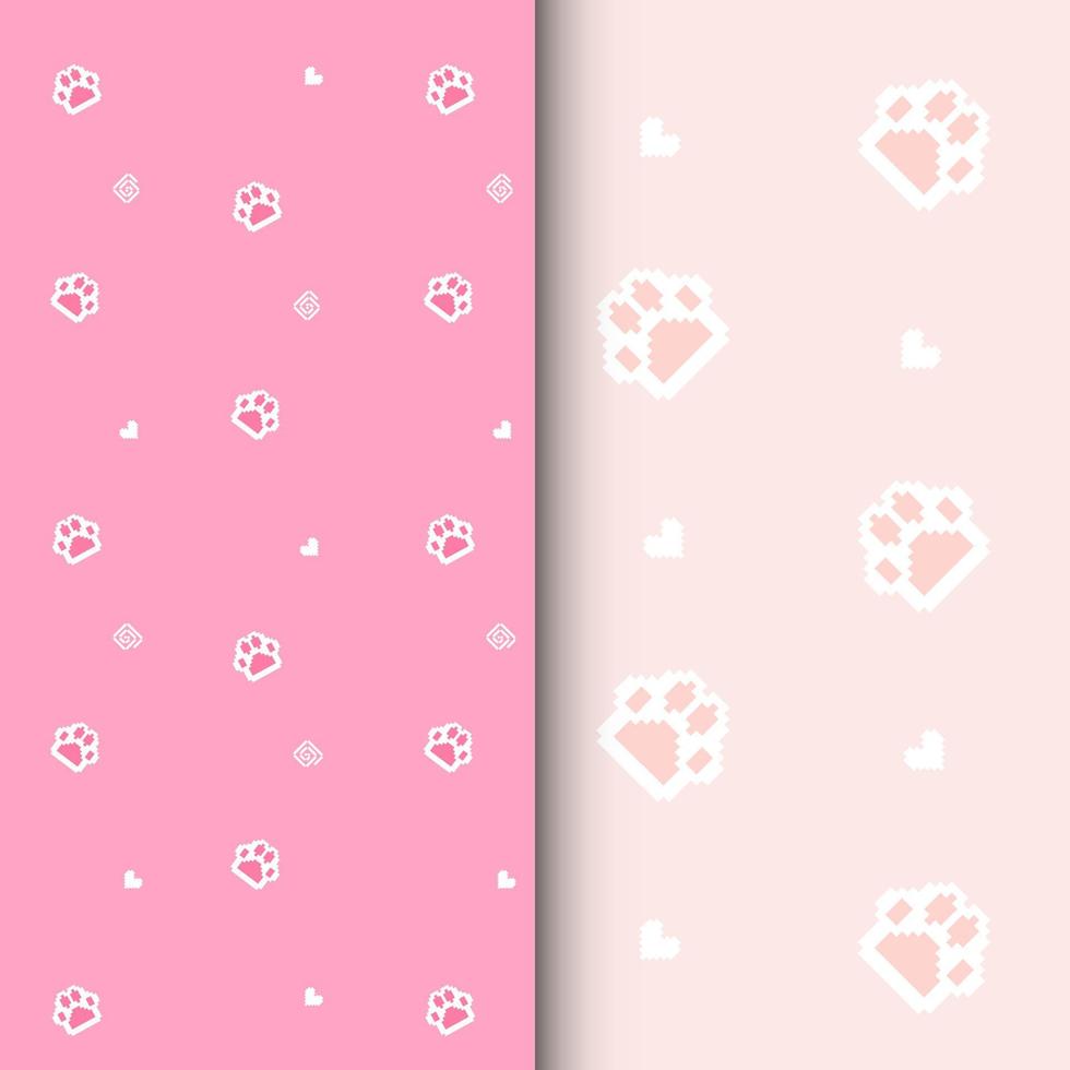 seamless pattern with cute cat foot vector