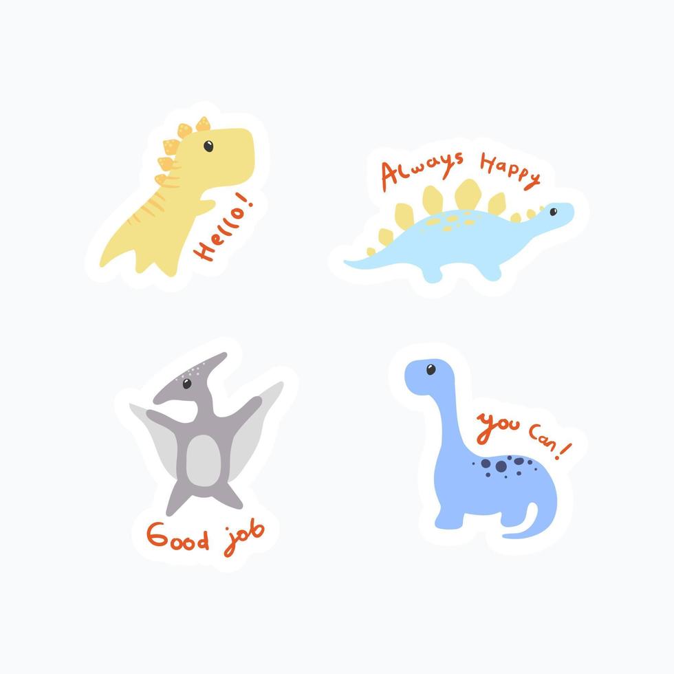set of cute dinosaur sticker 7002450 Vector Art at Vecteezy