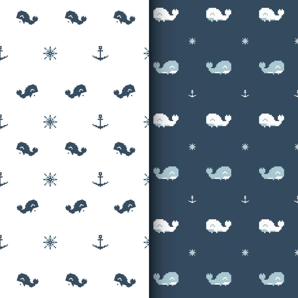 seamless whale pattern with cute background vector