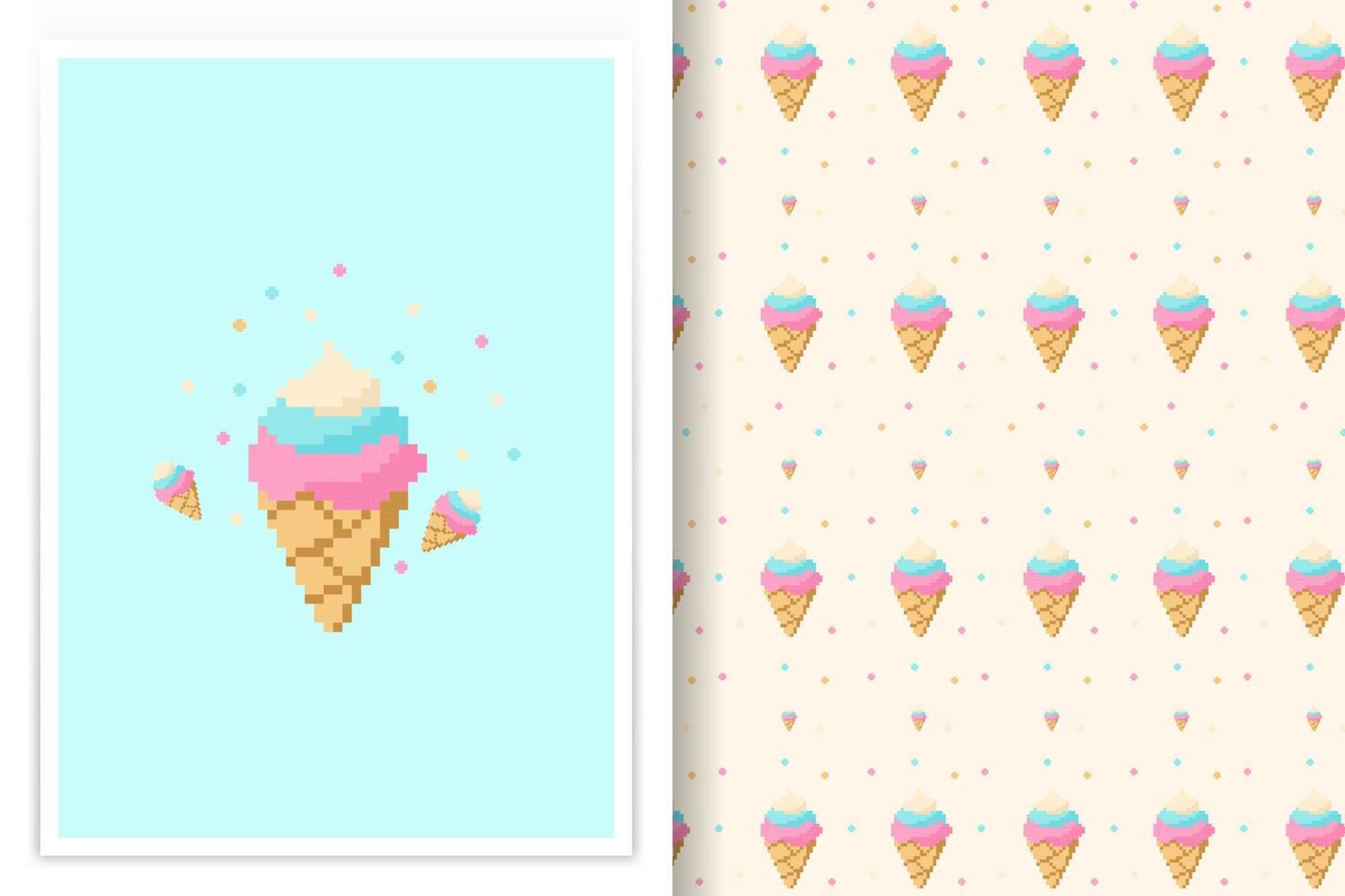 seamless cute ice cream pattern vector