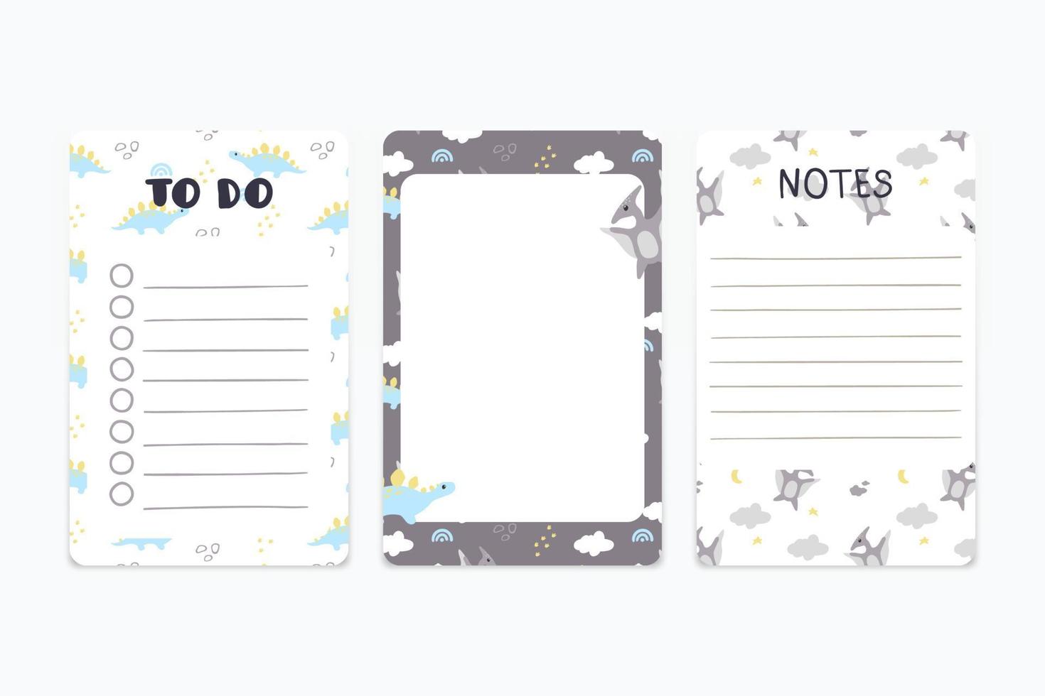 scrapbook and cards with dinosaur vector