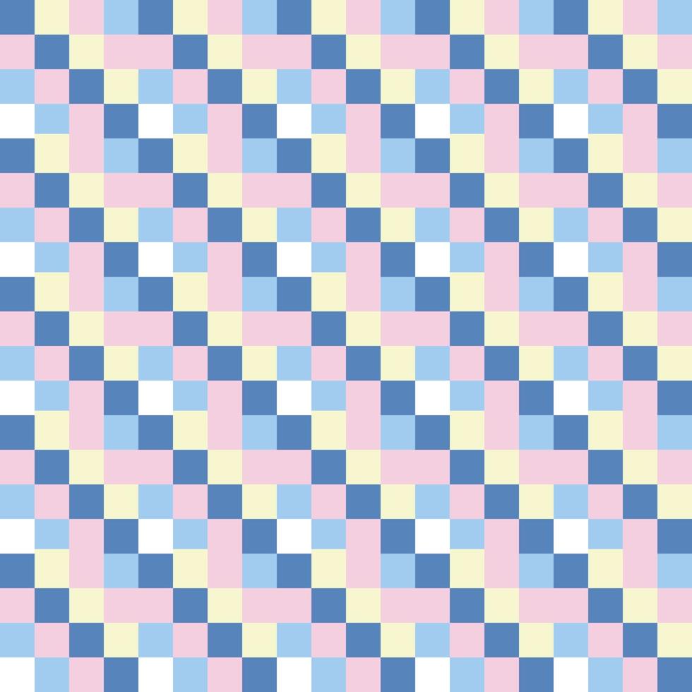 Colorful plaid vector backgrounds. Simple Vichy tartan in blue, yellow pink and white for tablecloth, picnic blanket, gift paper, flannel shirt, scrapbook print.