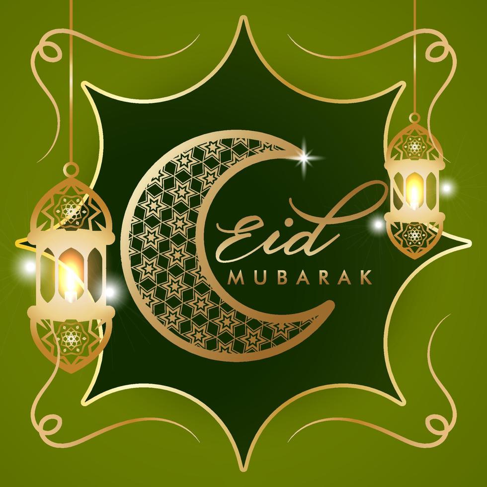 Eid mubarak, Eid al adha, Eid al fitr green islamic vector design poster banner