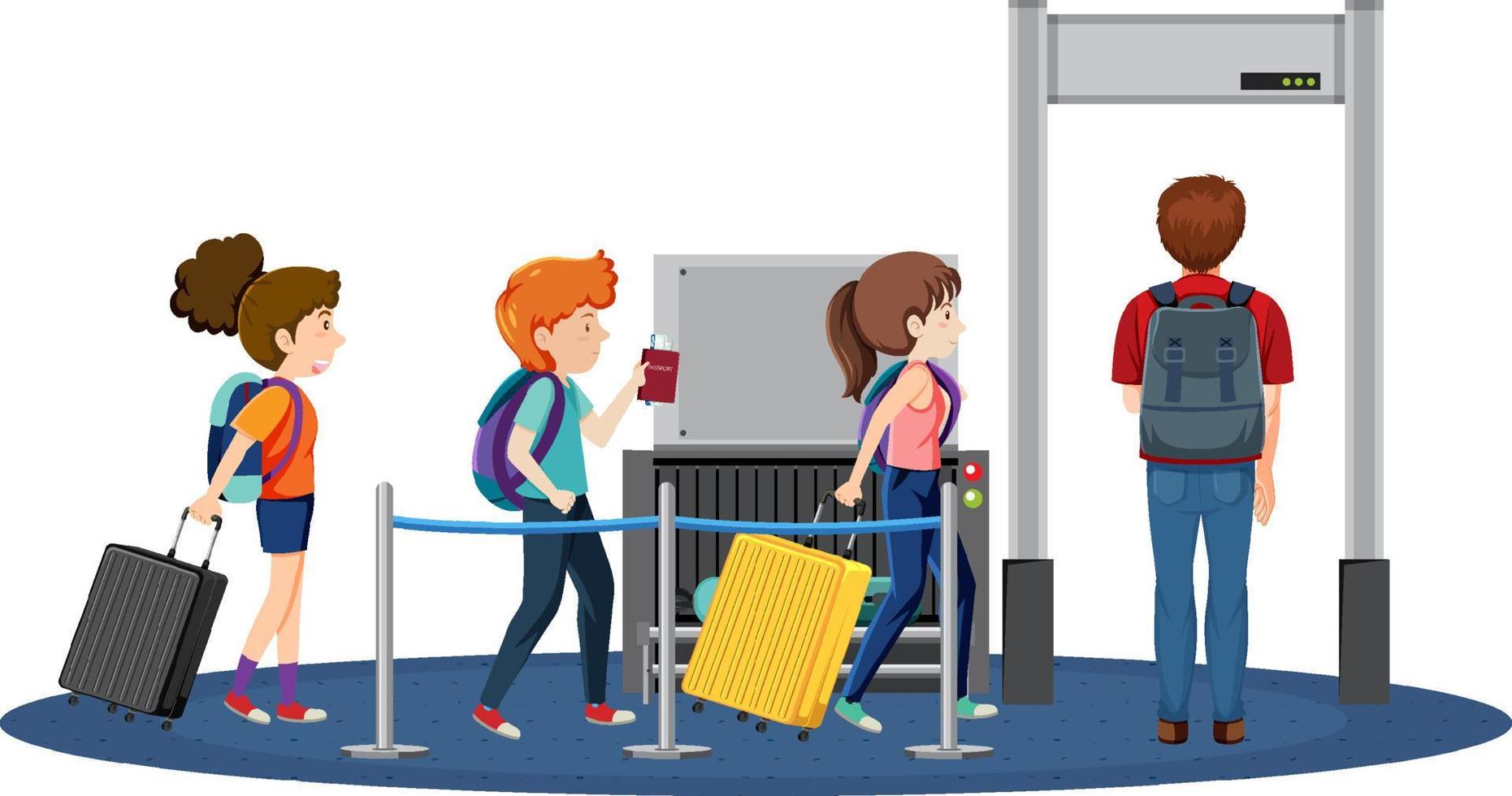 Passengers walking in a line to boarding gate entrance vector