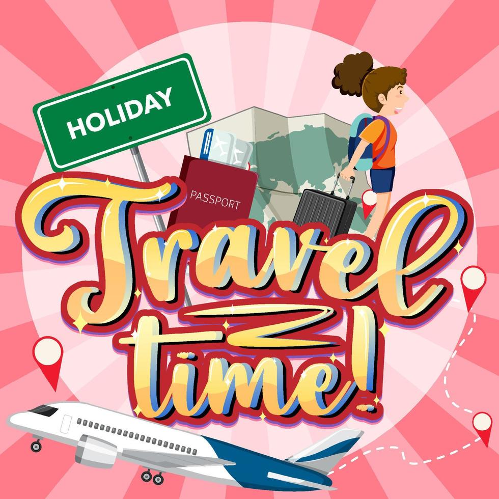 Travel time hand drawn lettering logo vector