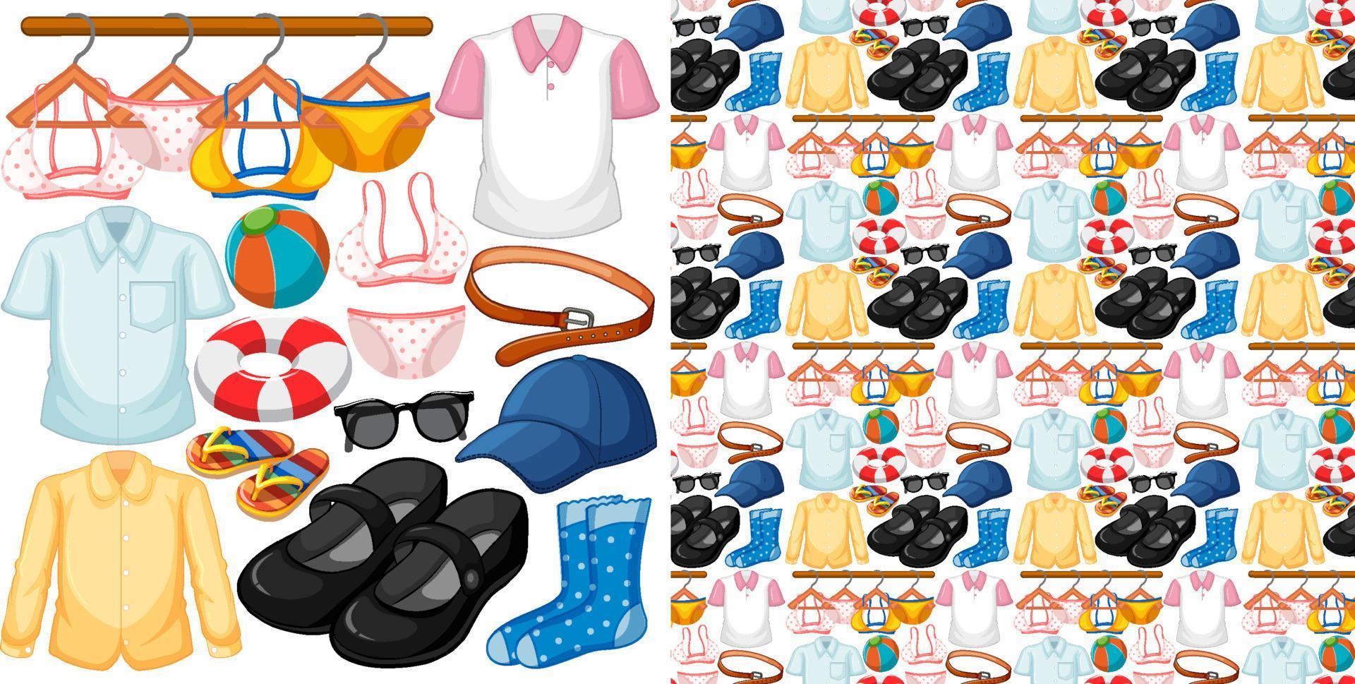 Seamless background design with cloth theme on white background vector