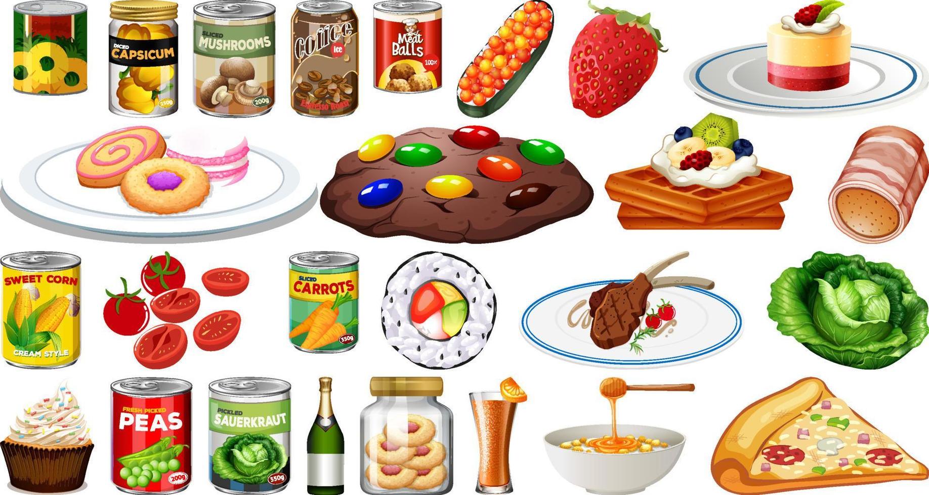 conjunto de diferentes alimentos vector