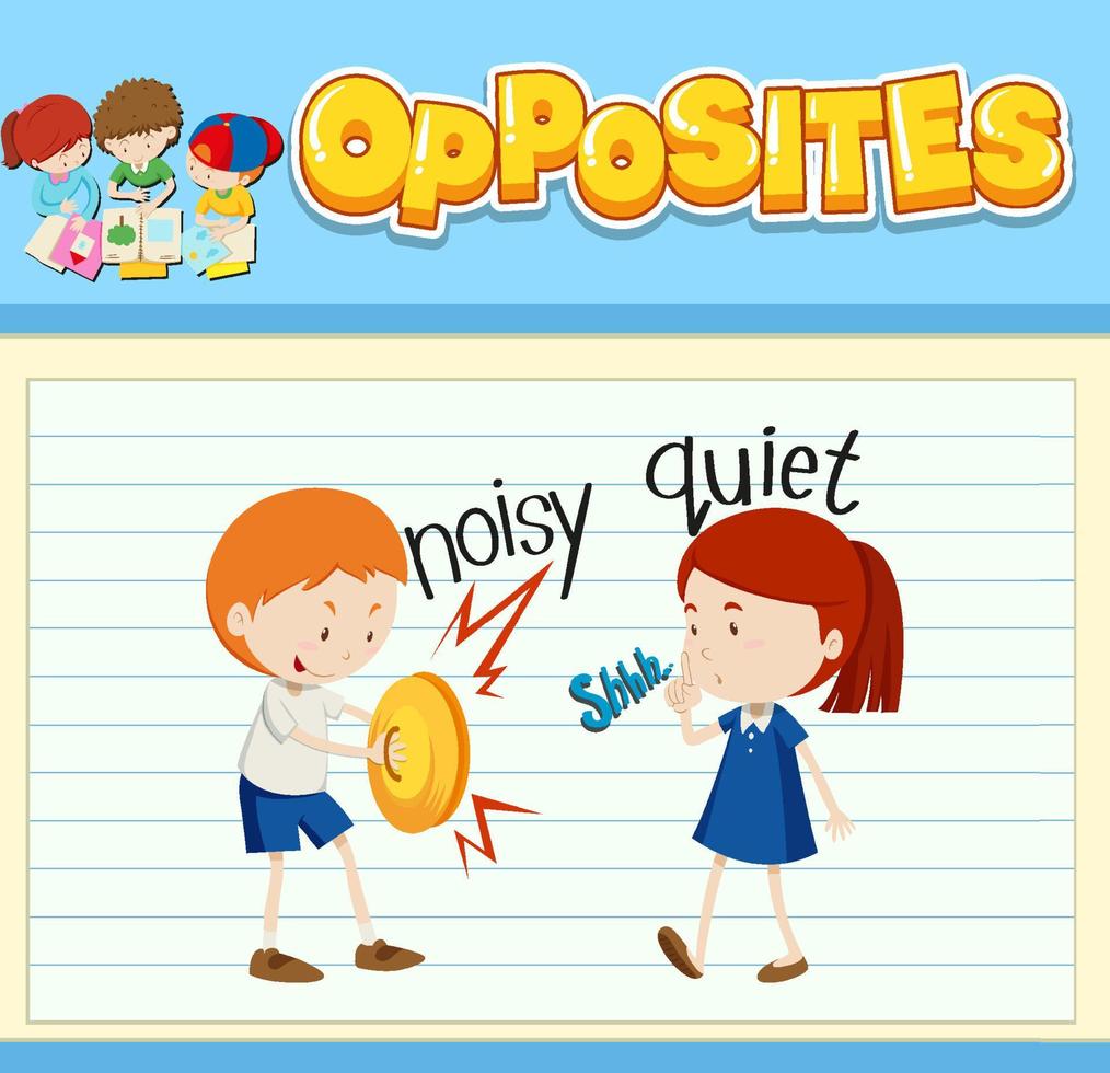 Education word card of English opposites word vector