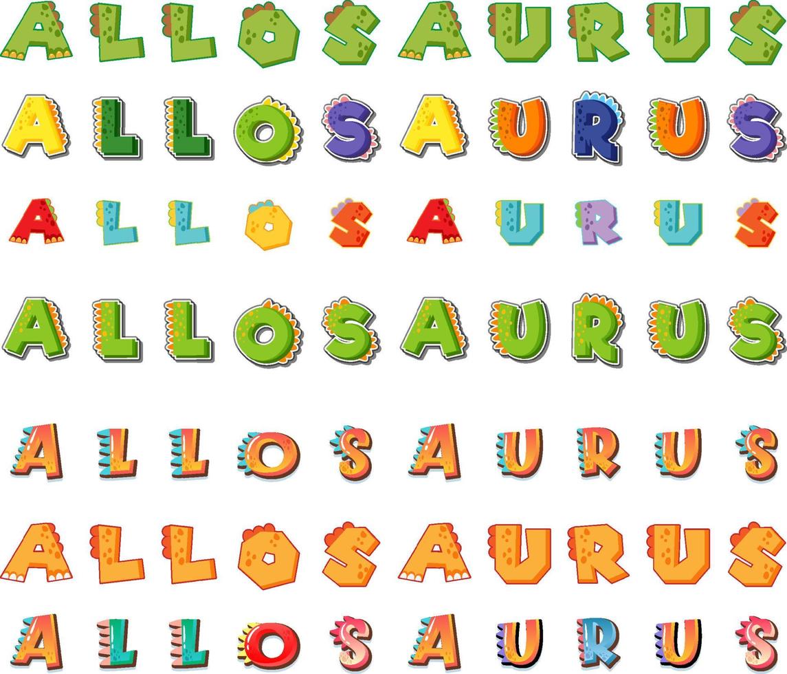 Font design for allosaurus vector