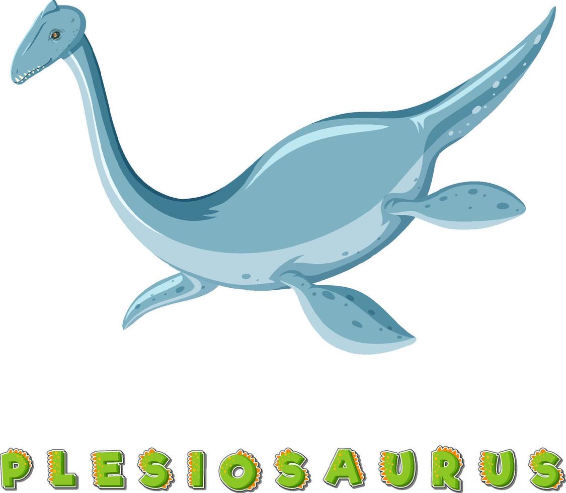 wordcard de dinosaurio para plesiosaurio vector