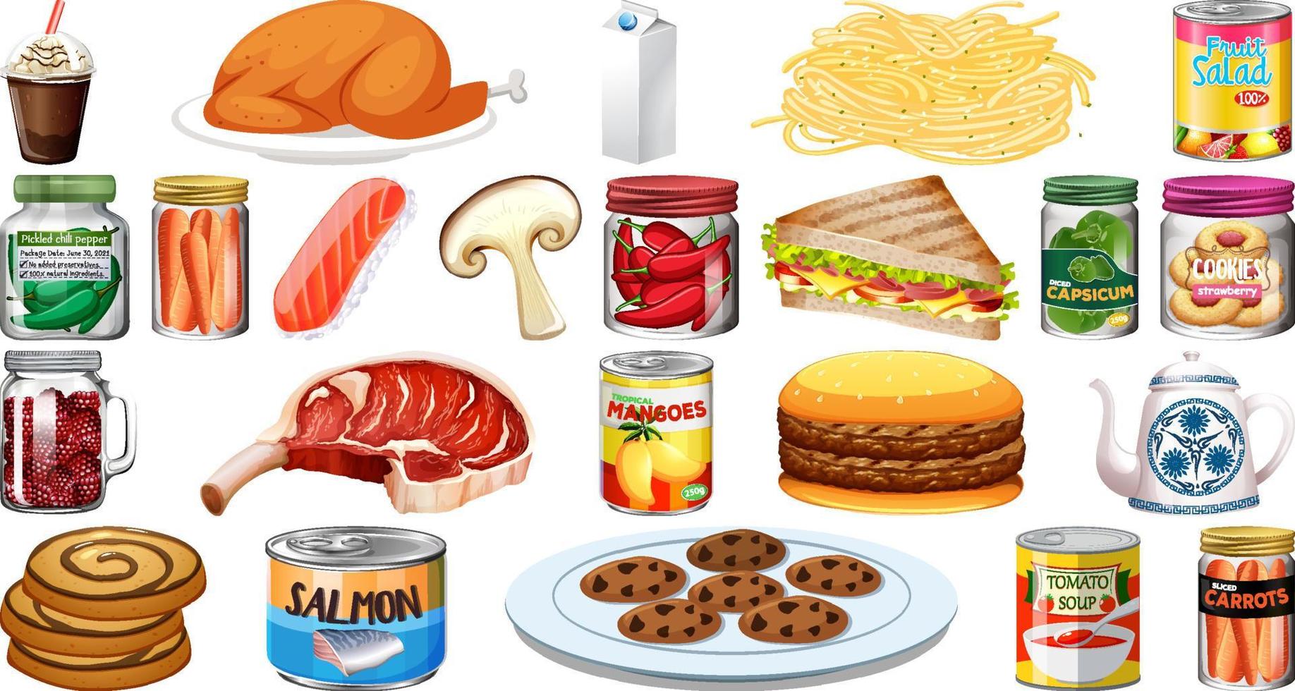 Set of different foods vector