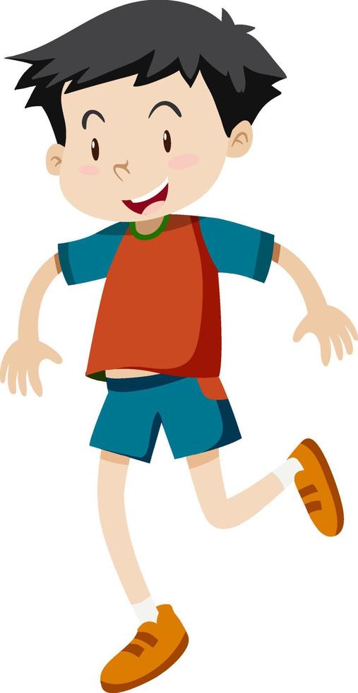 Active boy simple cartoon character vector