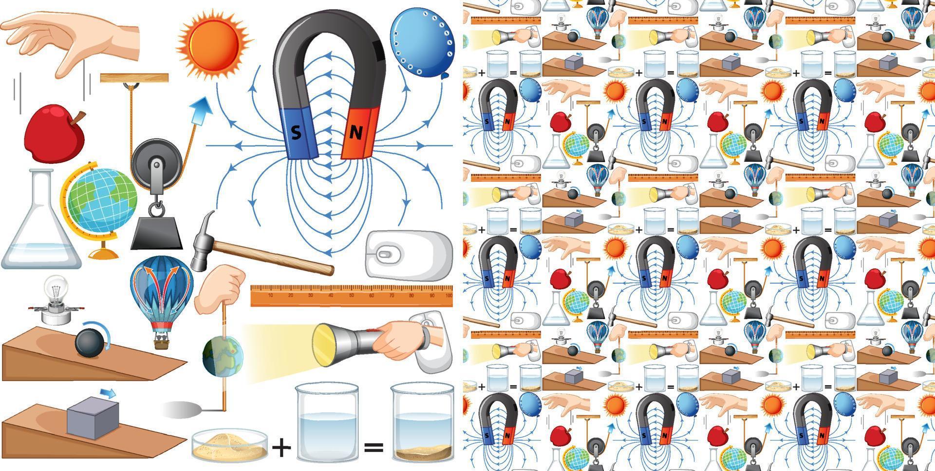 Seamless background with science equipments vector