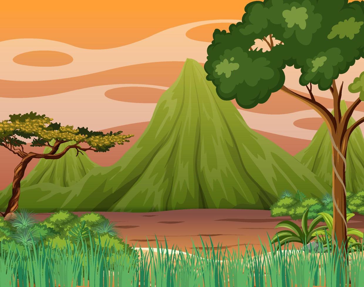 fondo de escena de bosque prehistórico vector