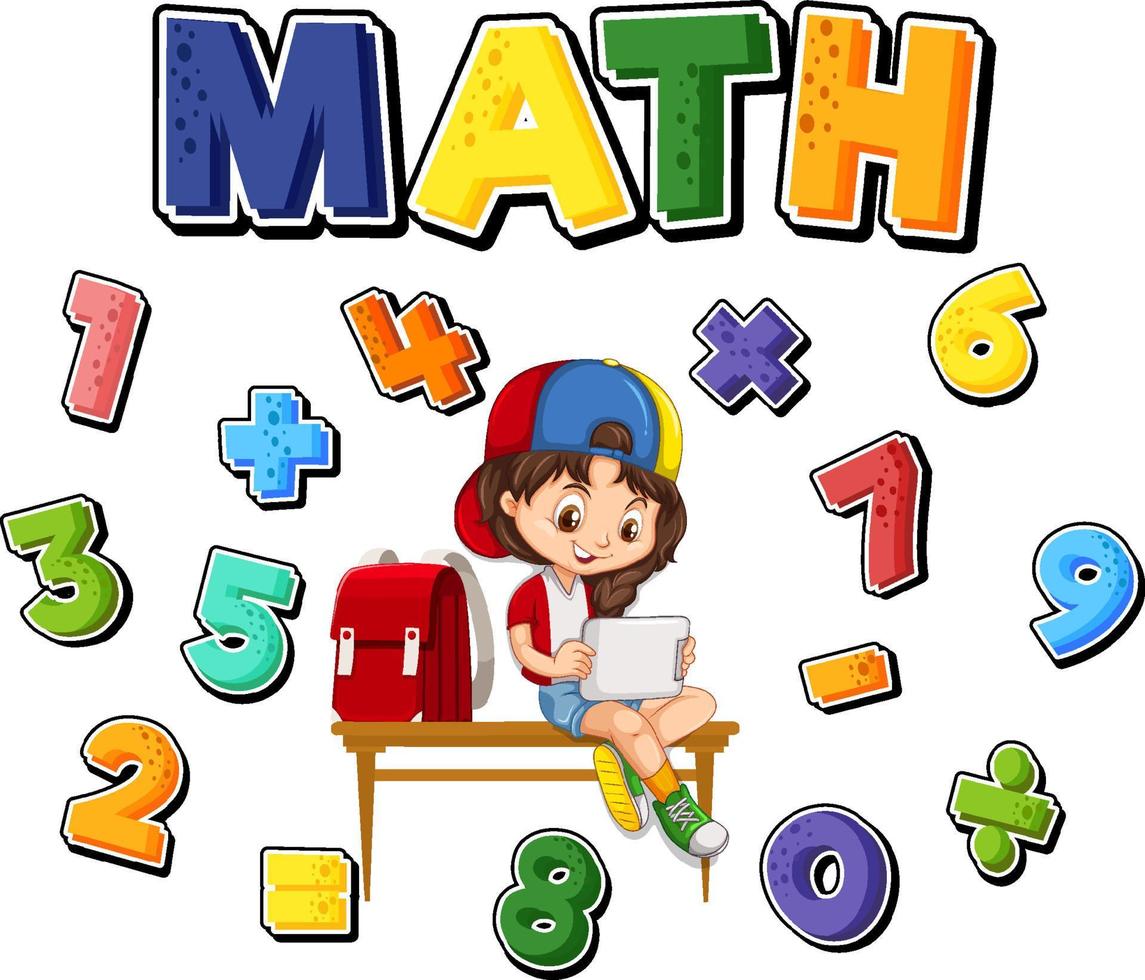 Counting number 0 to 9 and math symbols vector