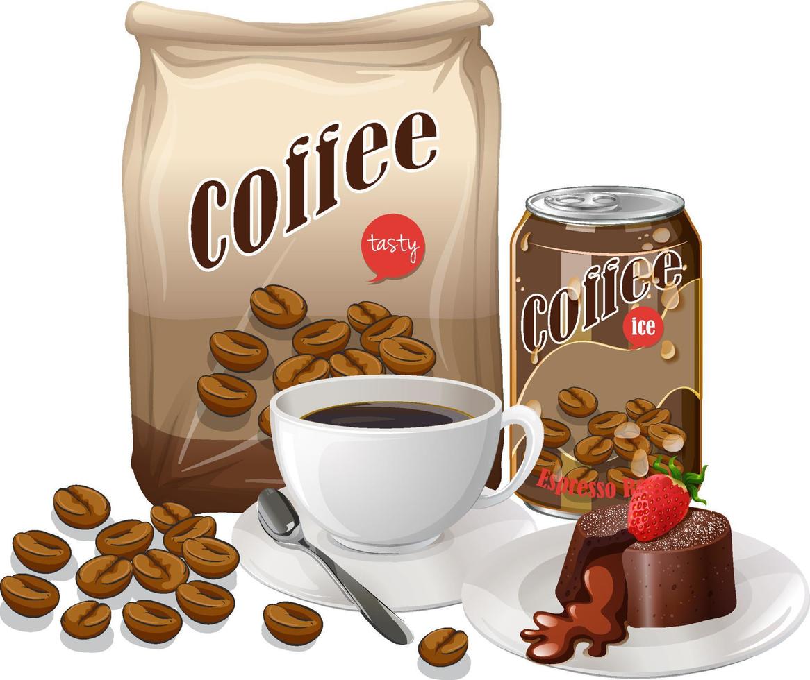 productos de café en fondo blanco vector