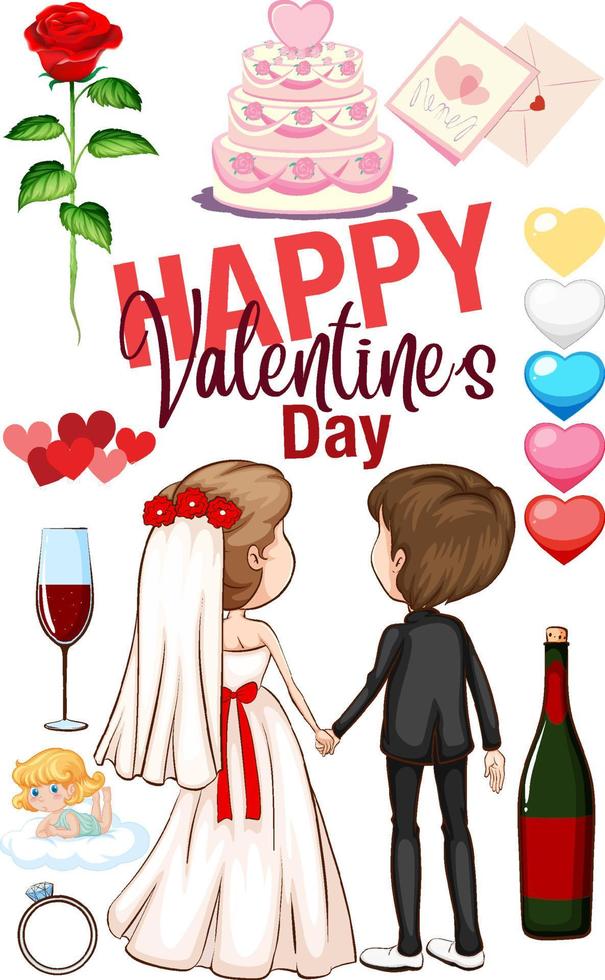 tema de San Valentín con novios vector