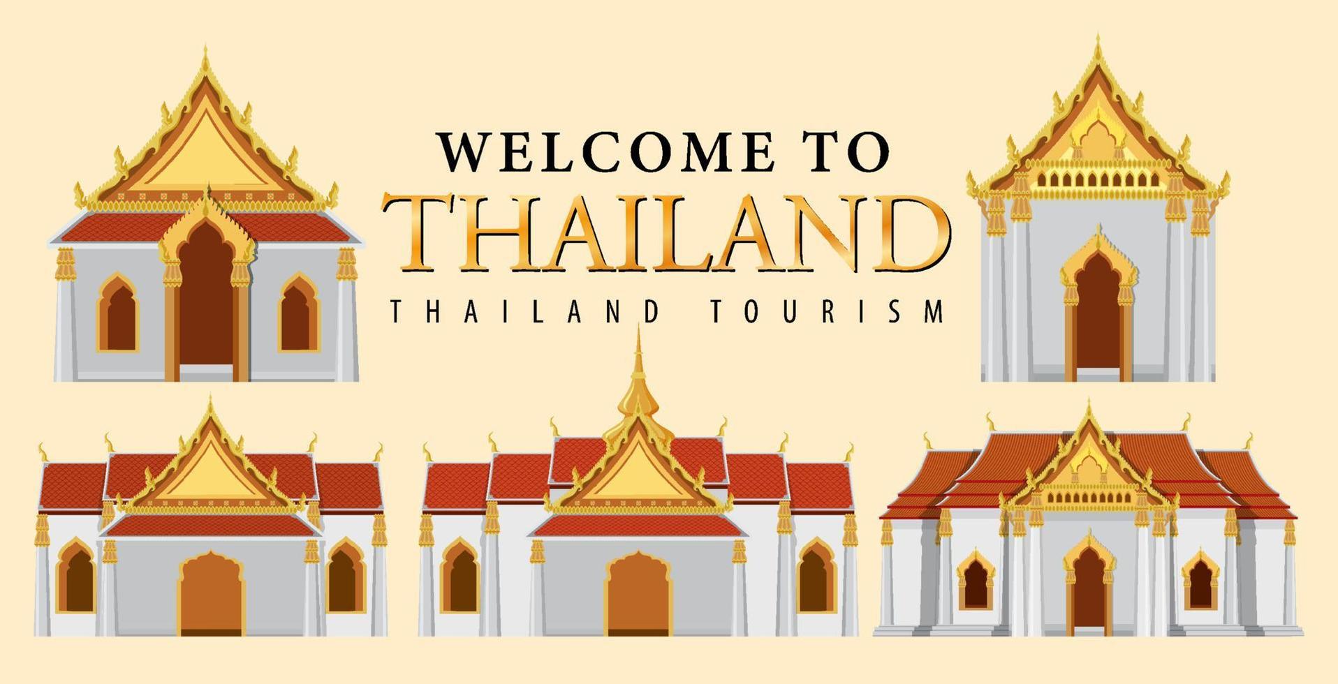 Thailand iconic tourism attraction background vector