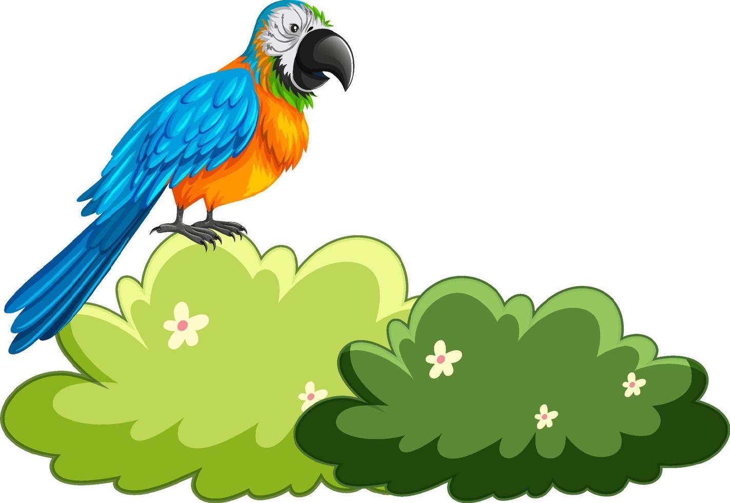 Parrot staning on a bush vector