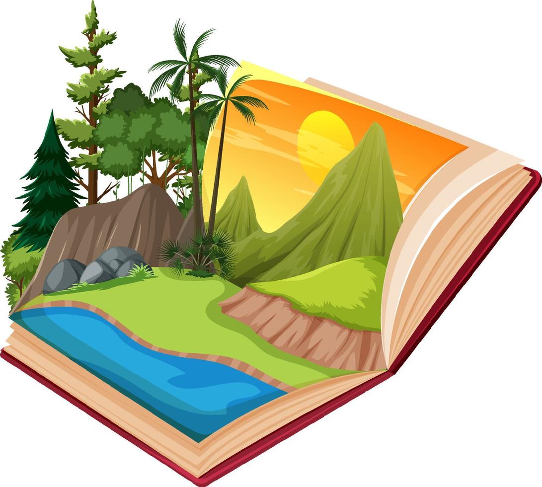 Scene with sunset in the sky vector