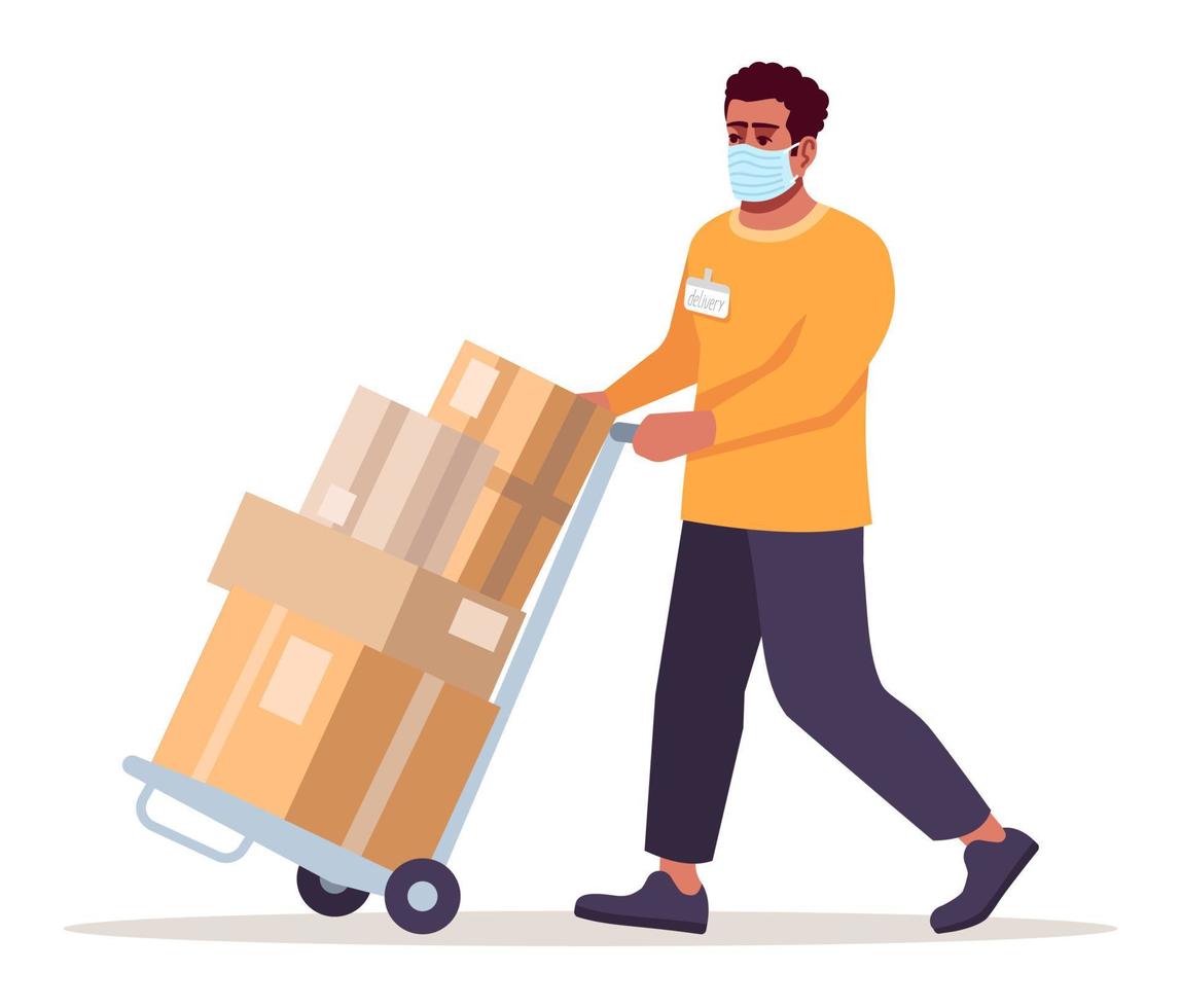 Parcels distribution during lockdown semi flat RGB color vector illustration