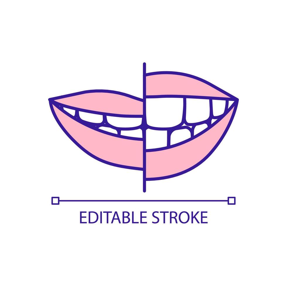 Changing teeth size RGB color icon vector