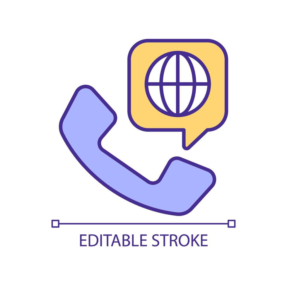Worldwide telephony hosting RGB color icon. Global communication network. Connection technology. Isolated vector illustration. Simple filled line drawing. Editable stroke. Arial font used
