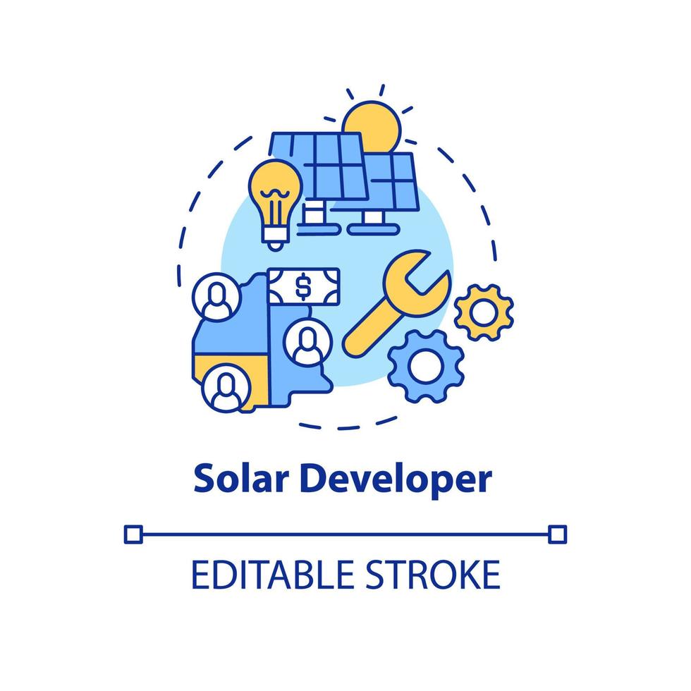 icono del concepto de desarrollador solar vector