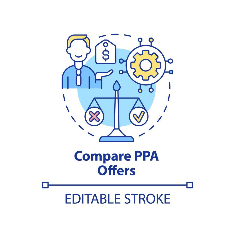Compare PPA offers concept icon vector