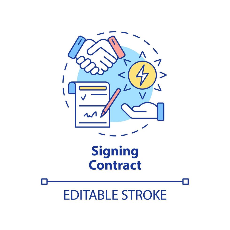 icono de concepto de contrato de firma vector