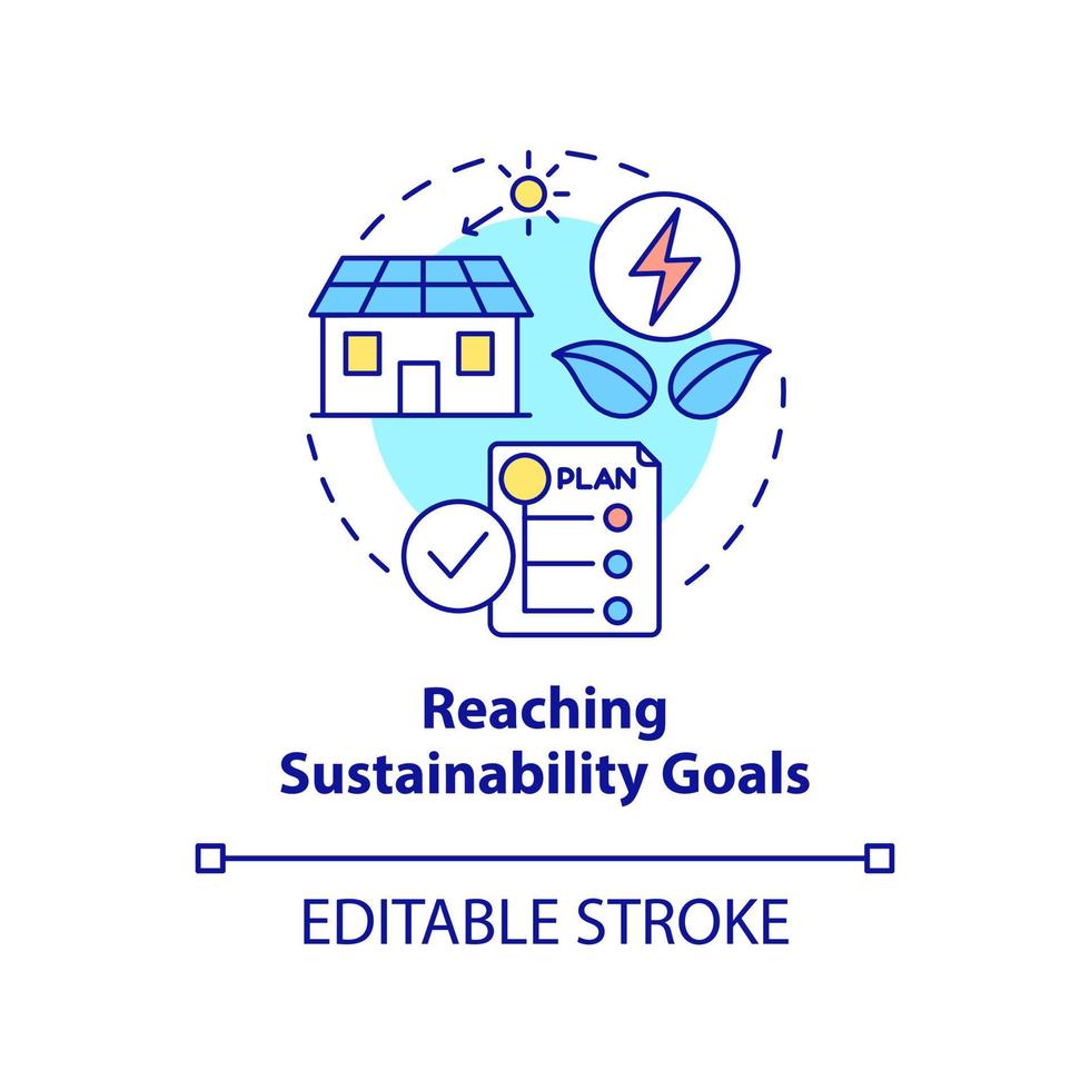 Reaching sustainability goals concept icon vector