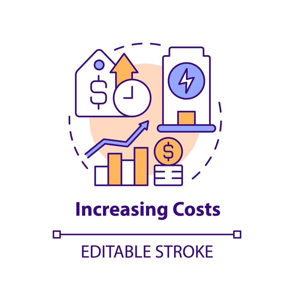 Increasing costs concept icon vector