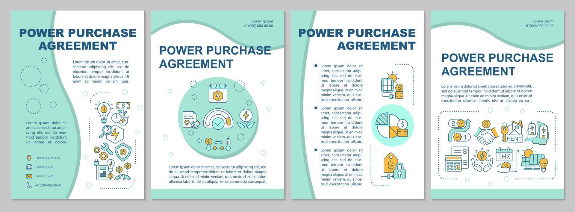 Power purchase agreement mint brochure template vector