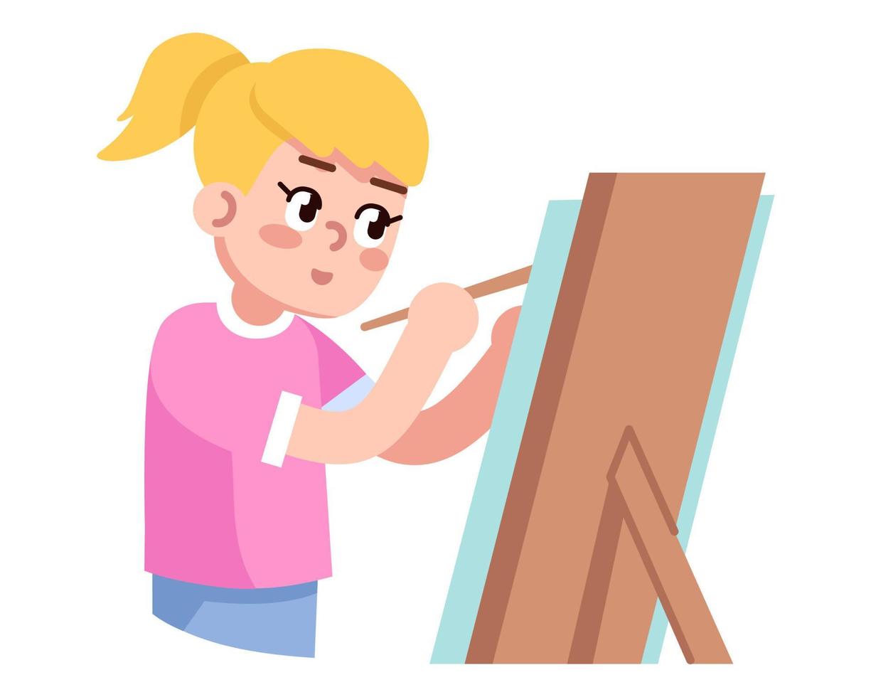Art classes for child semi flat RGB color vector illustration