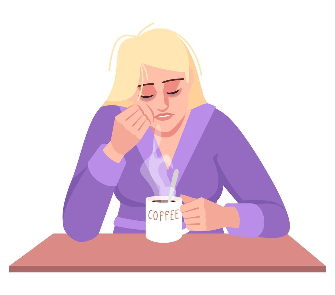 Caffeine crash semi flat RGB color vector illustration