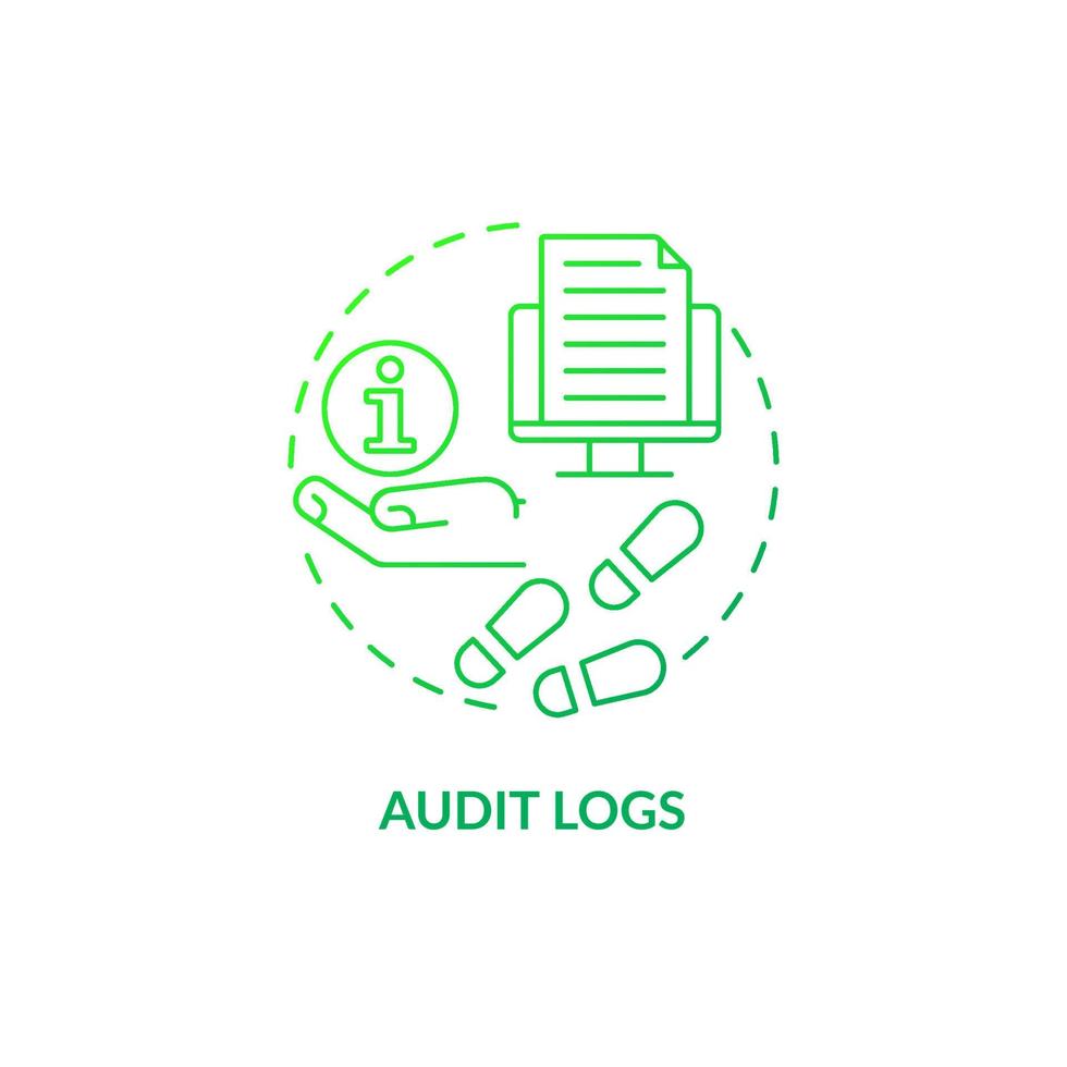 Audit logs green gradient concept icon vector
