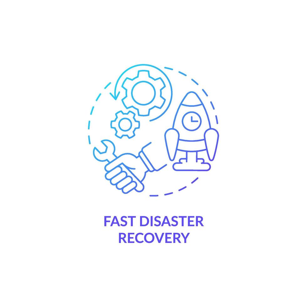 Fast disaster recovery blue gradient concept icon vector