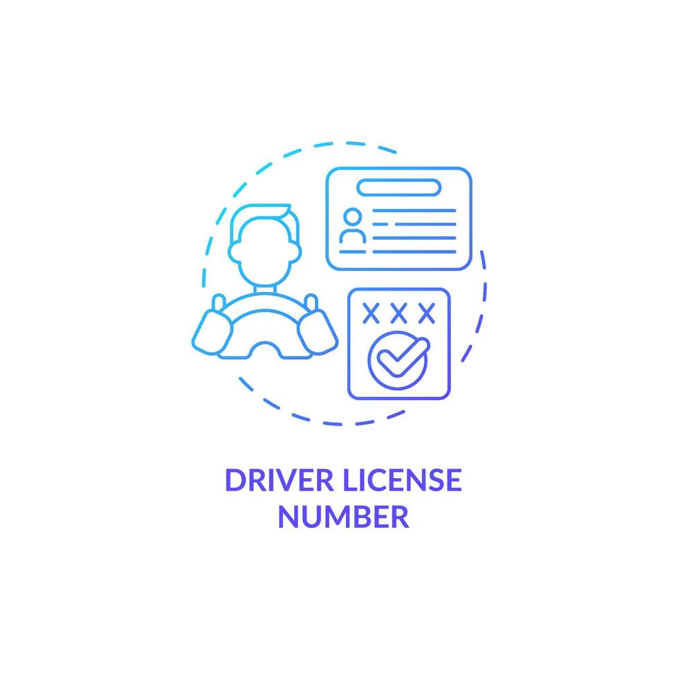 Driver license number blue gradient concept icon vector