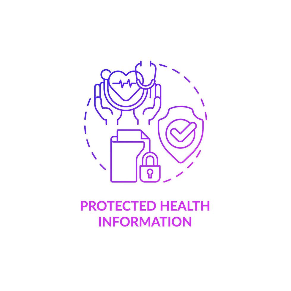 icono de concepto de gradiente púrpura de información de salud protegida vector