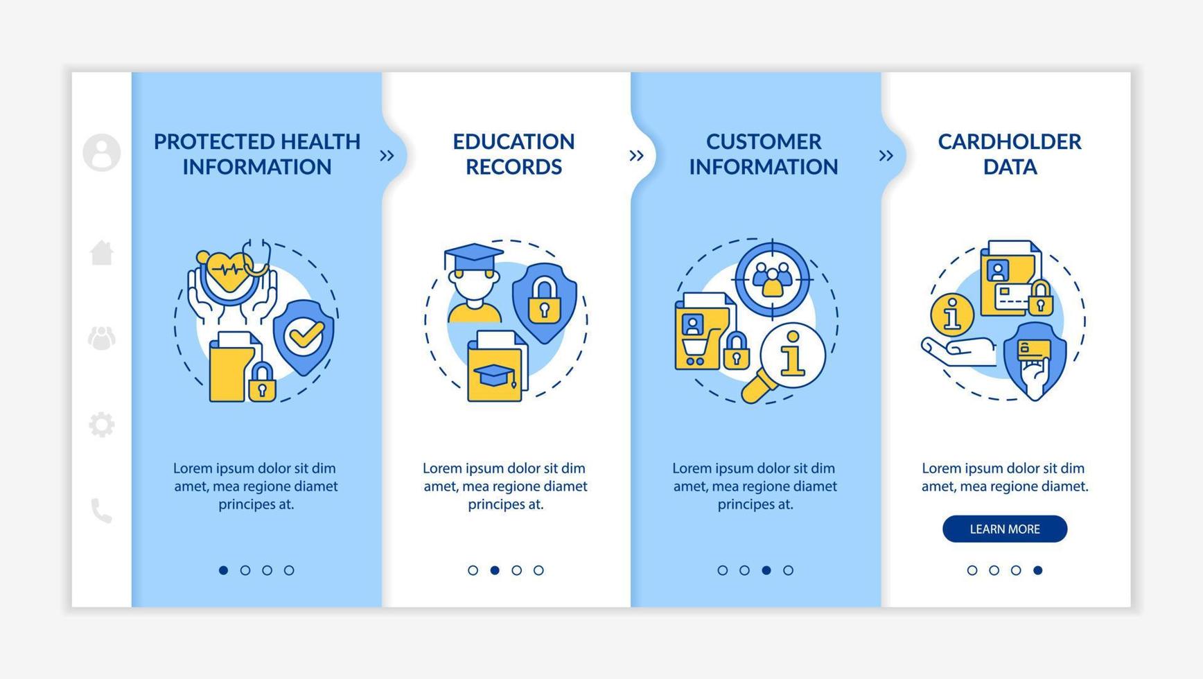 ejemplos de plantilla de incorporación azul y blanca de datos confidenciales vector