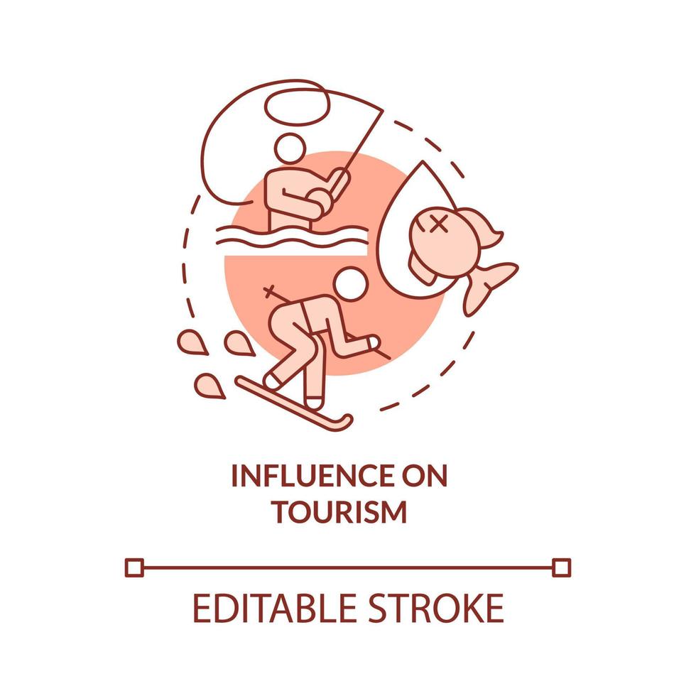 Influence on tourism red concept icon vector