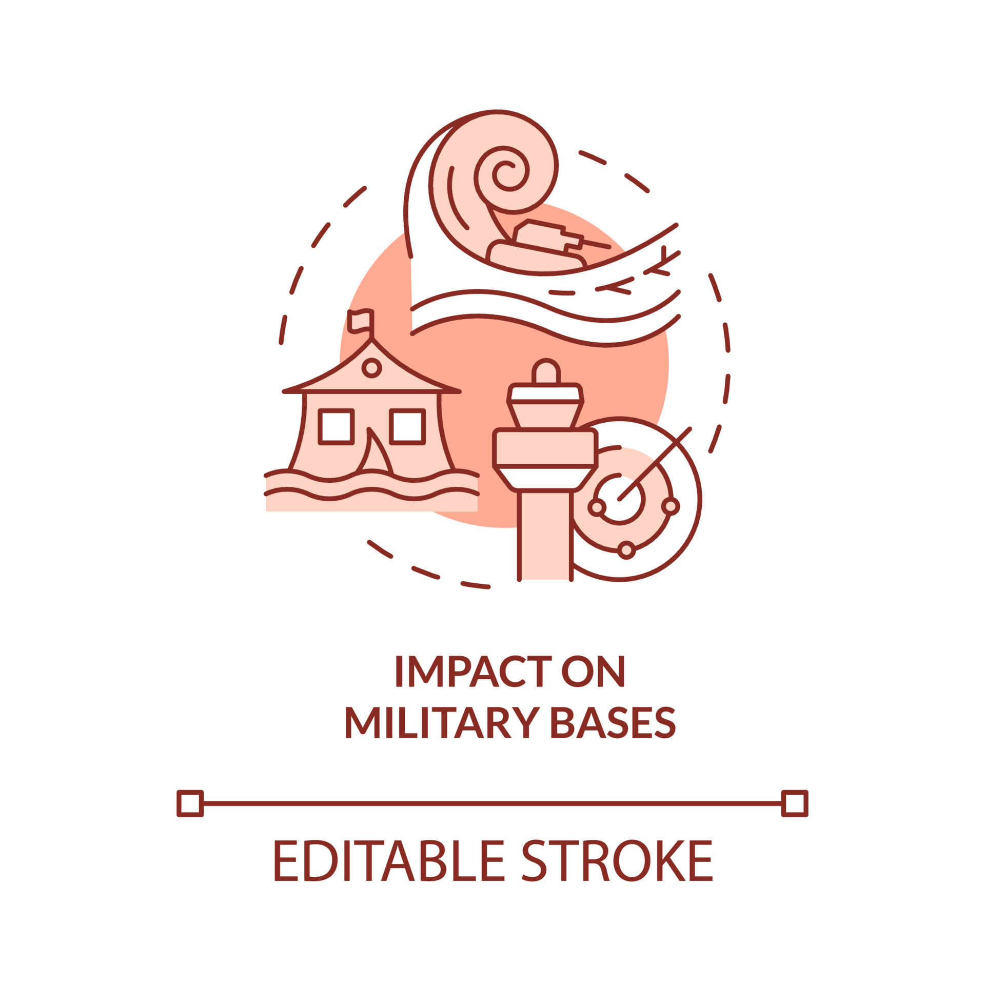 Impact on military bases red concept icon 7002895 Vector Art at Vecteezy