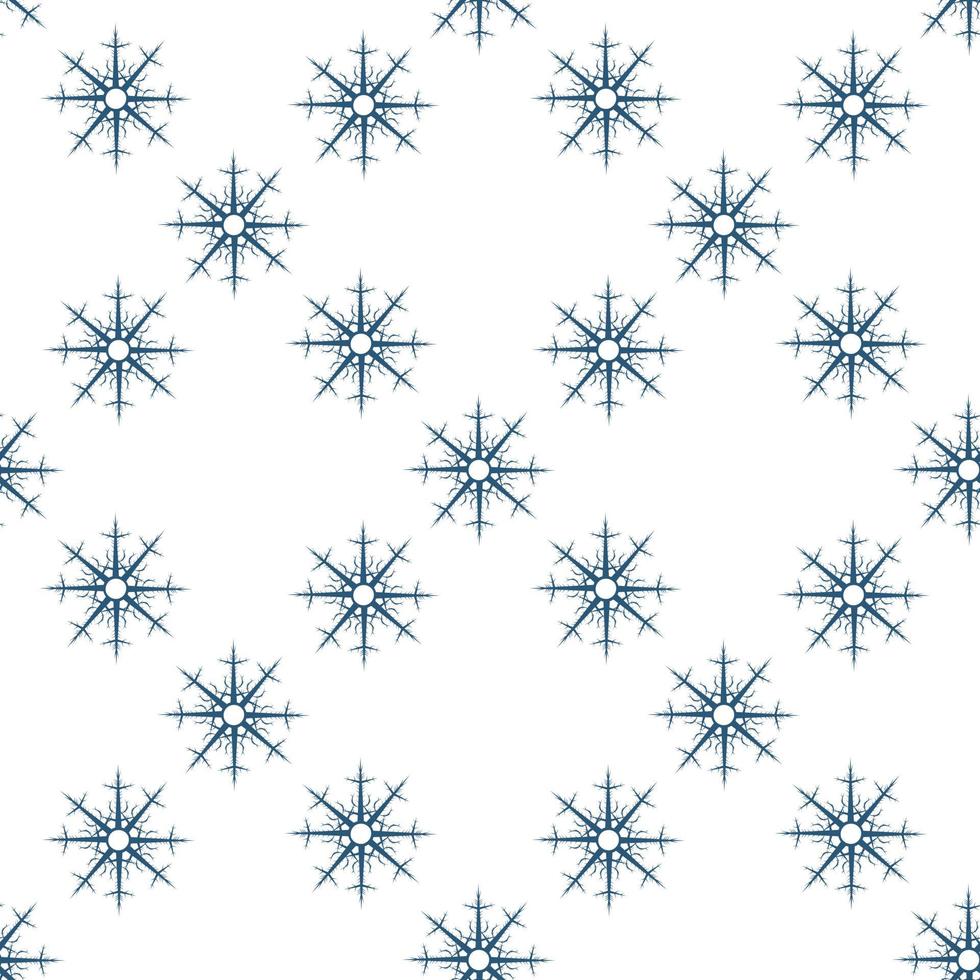 Seamless pattern with dark blue snowflakes on white background for plaid, fabric, textile, clothes, tablecloth and other things. Vector image.